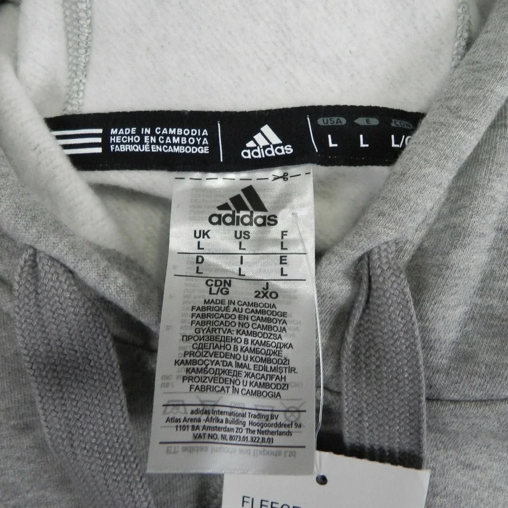 Adidas Hoodie Mens Large Pullover Sweatshirt Gray Long‎ Sleeve Priority Athletes